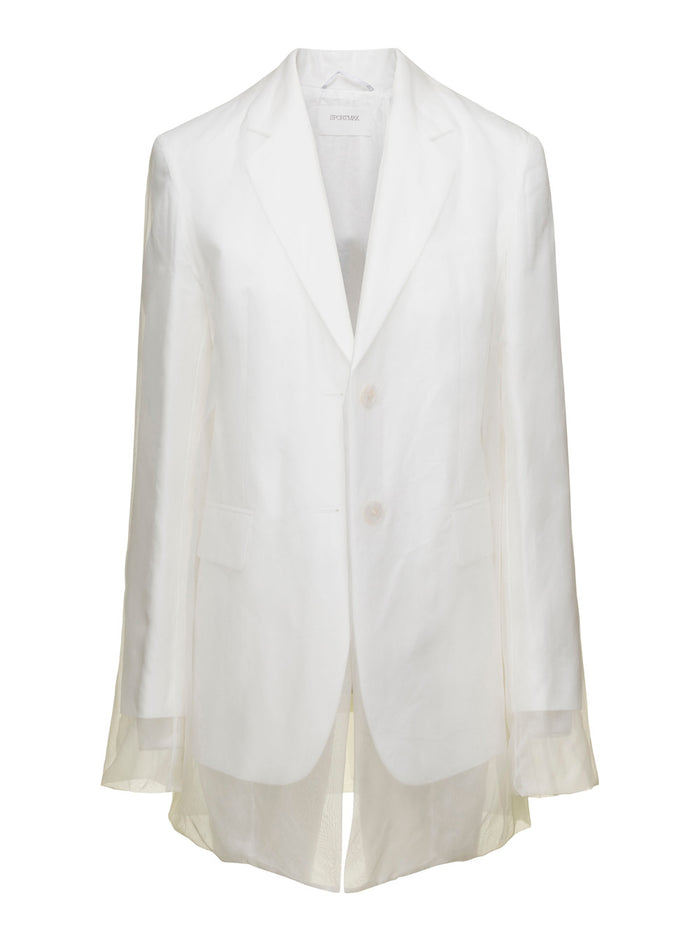 White Double-Layer Single-Breasted Blazer Cotton And Linen Woman Blazers