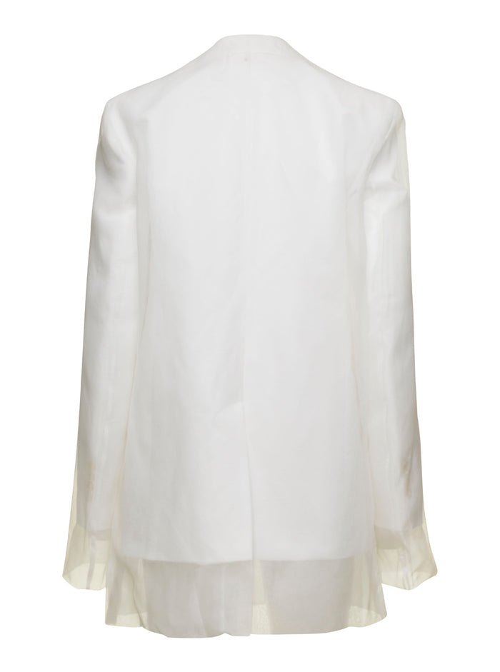 White Double-Layer Single-Breasted Blazer Cotton And Linen Woman Blazers