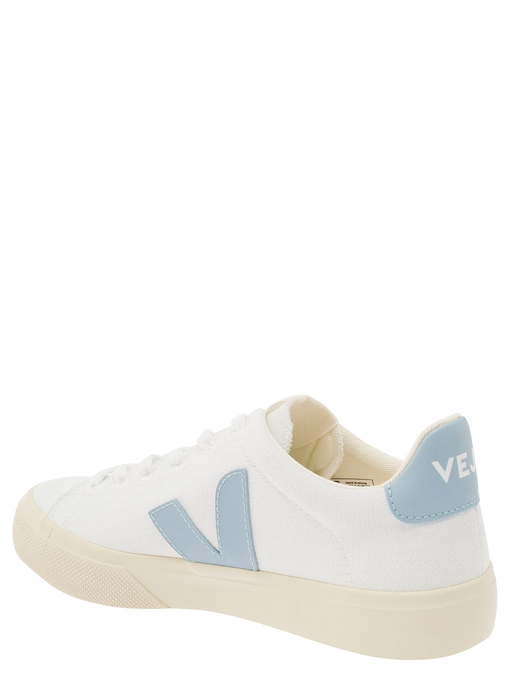 White And Light Blue Sneakers With Logo Details Leather Woman Cotton