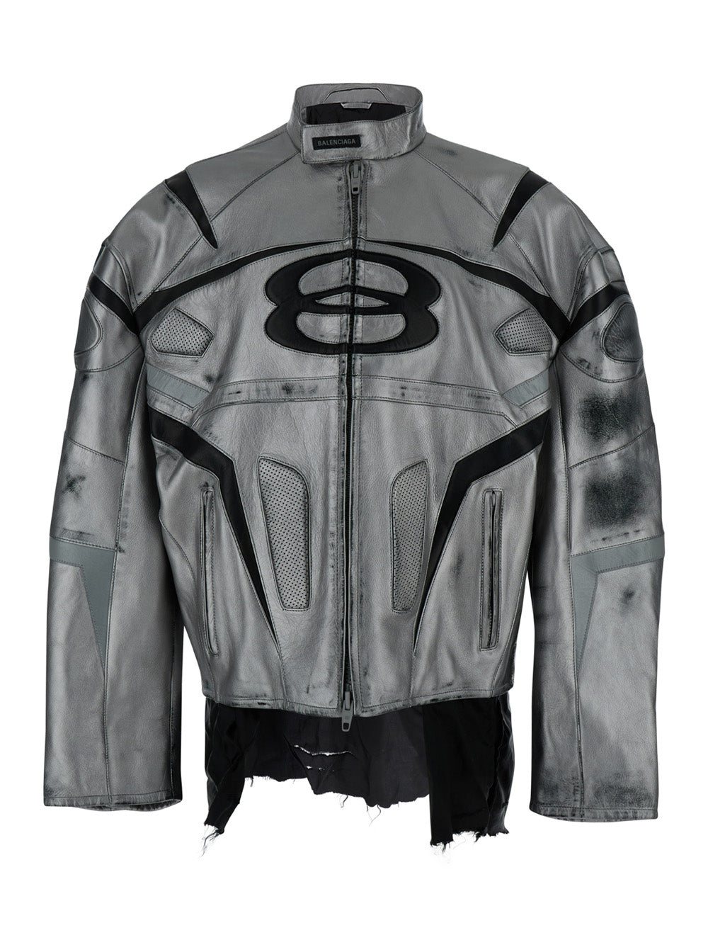 Racer Unity Sports Icon Silver Laminated Jacket Leather Man Metallic Cow