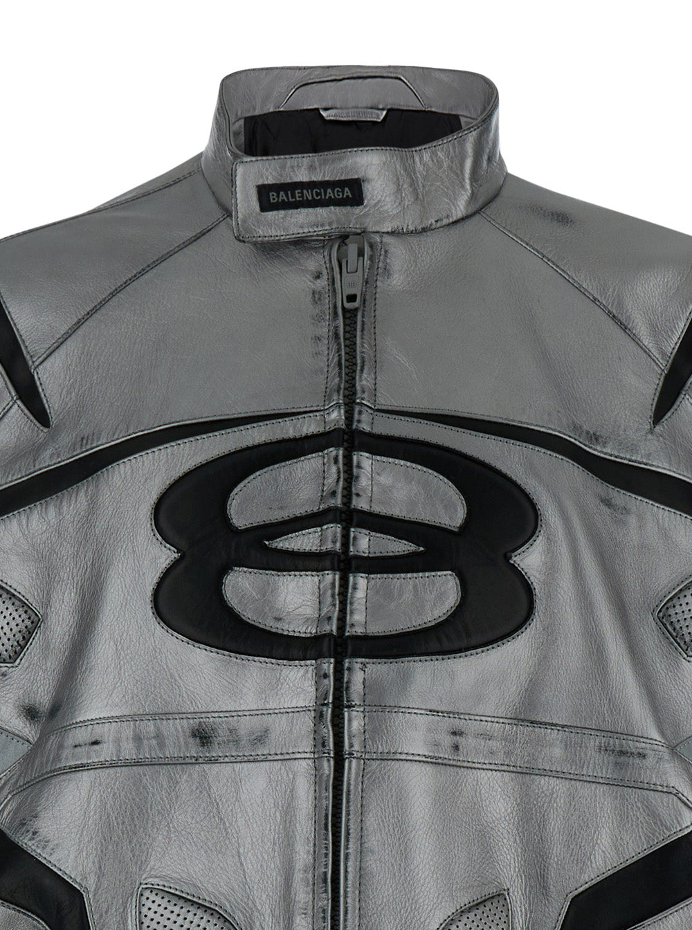 Racer Unity Sports Icon Silver Laminated Jacket Leather Man Metallic Cow