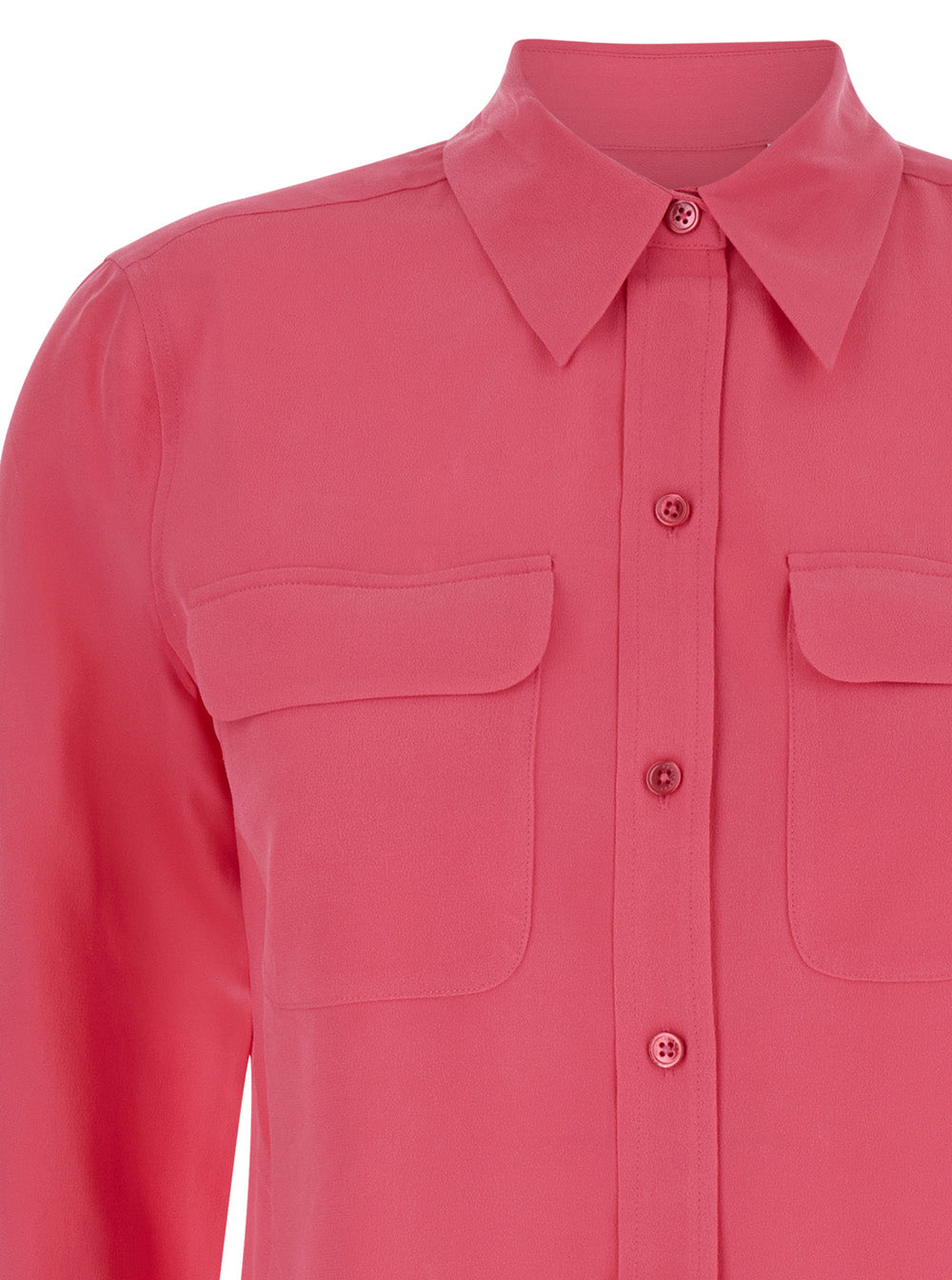 Pink Shirt With Pockets Silk Woman Red And Blouses
