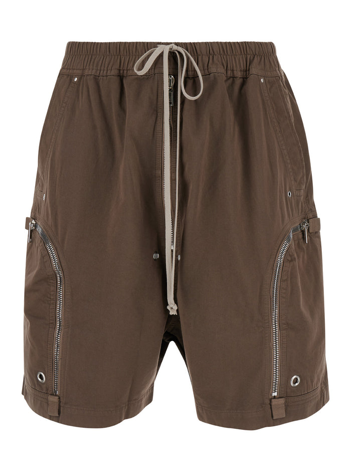 Bauhaus Brown Bermuda Shorts With Zip Pockets Cotton Man And
