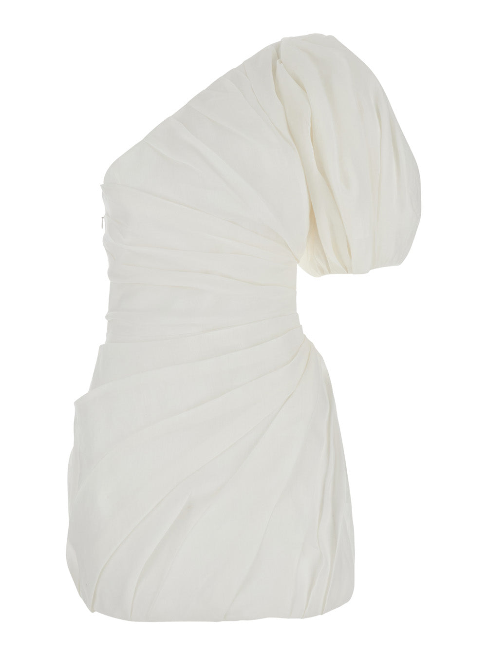 White Asymmetrical Mini Dress Linen Woman Ramia