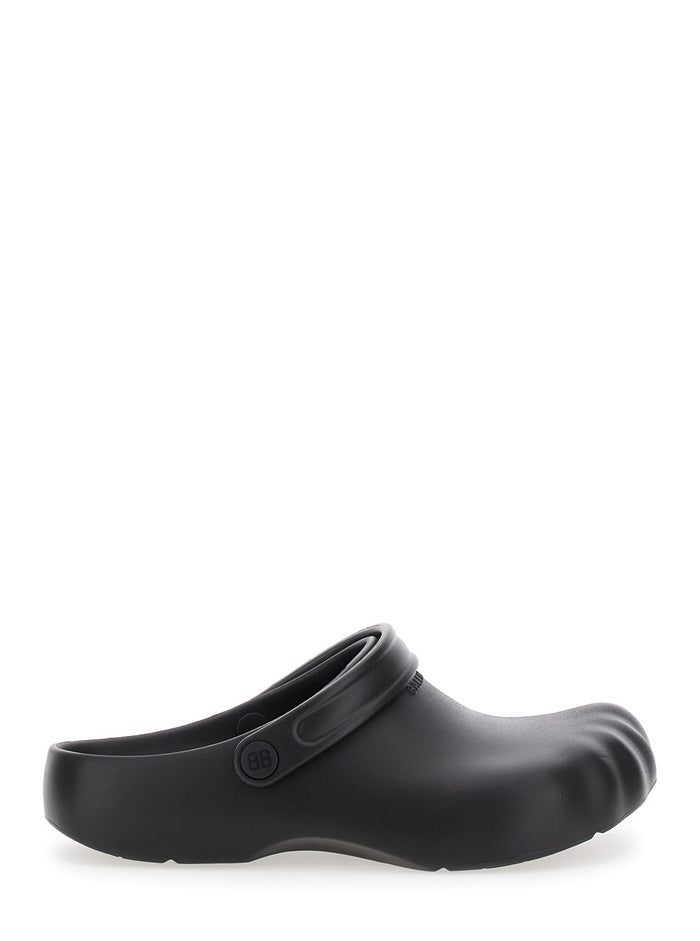 Sunday Molded Black Slip-On Sandals With Bb Logo Eva And Rubber Man Flat Shoes