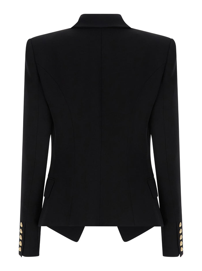 Black Single-Breasted Blazer With One Button Crepe Woman Blazers