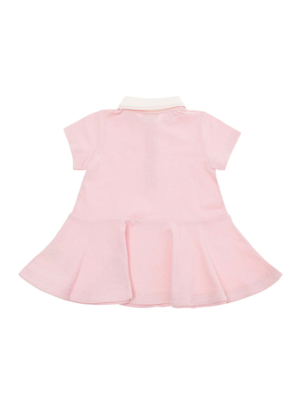 Pink Dress With Logo Embrodery And Pleated Skirt Cotton Piquet Baby