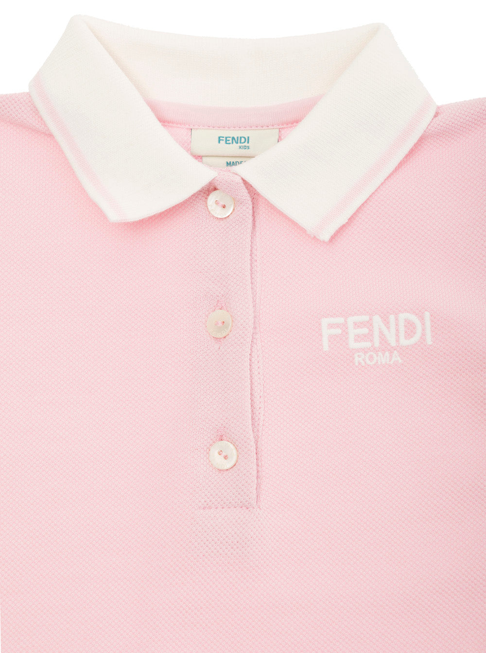 Pink Dress With Logo Embrodery And Pleated Skirt Cotton Piquet Baby