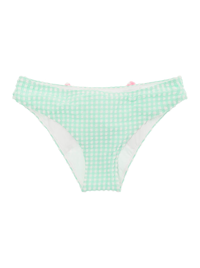 Aqua Green Polka-Dots Bikini Bottom With Maxi Bow Stretch Fabric Girl Polyester Elastane Beachwear