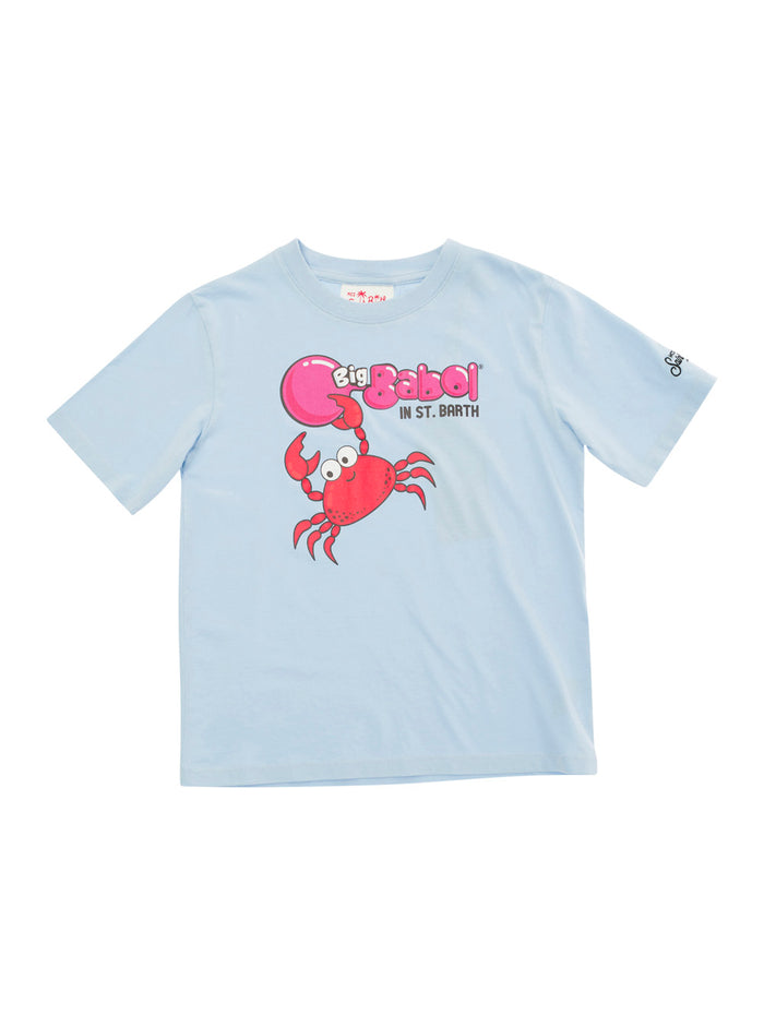 Light Blue T-Shirt With Big-Babol Crab Print Cotton Baby Tshirts And Polo Shirts