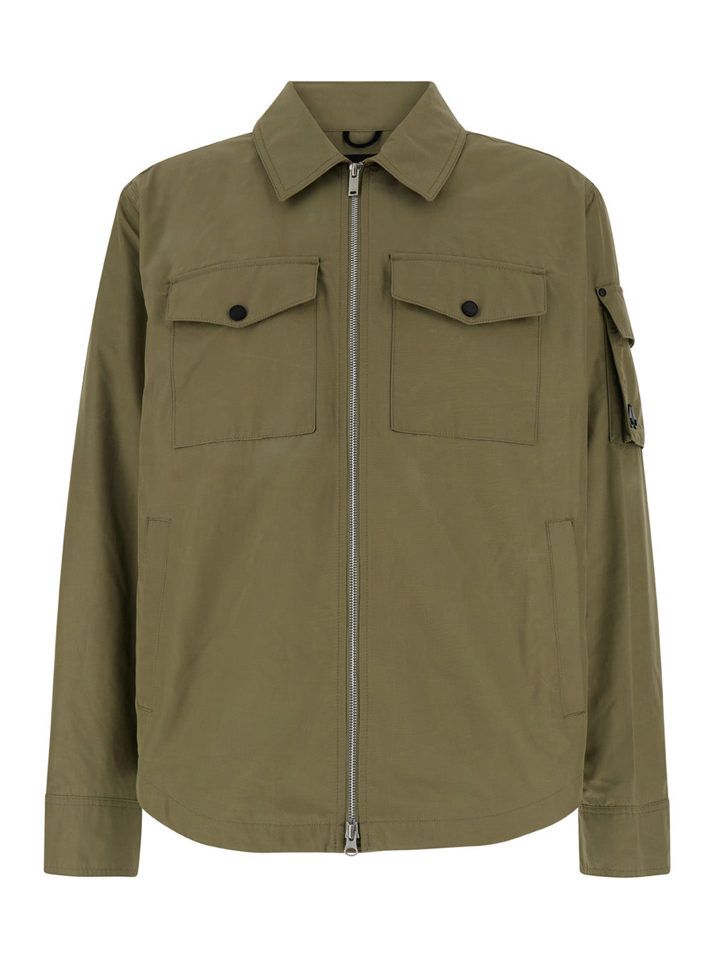 Green Jacket With Pockets Techno Fabric Man Polyester
