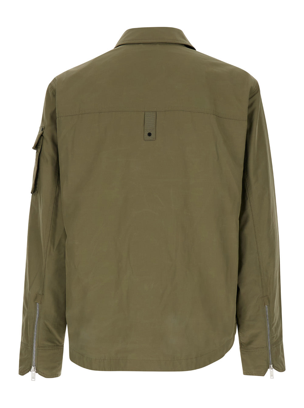 Green Jacket With Pockets Techno Fabric Man Polyester