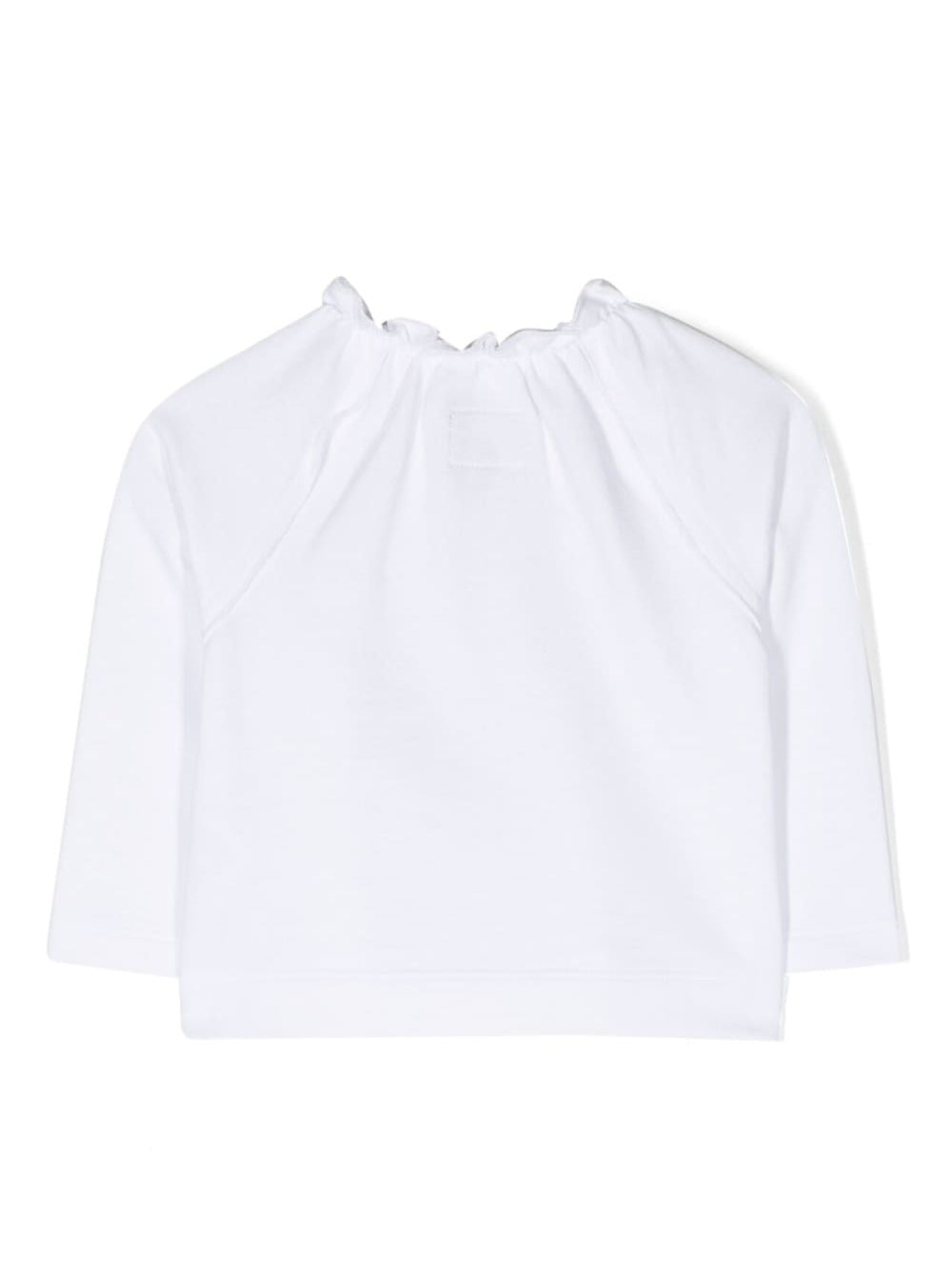 White Sweatshirt With Ruffled Neck Cotton Baby Sweatshirts