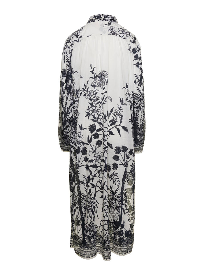 White Maxi Dress With Sash Viscose Woman White/black Beachwear