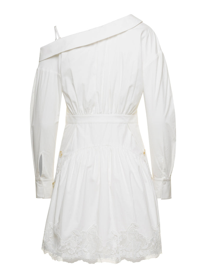 Popeline Symmetric Dress White