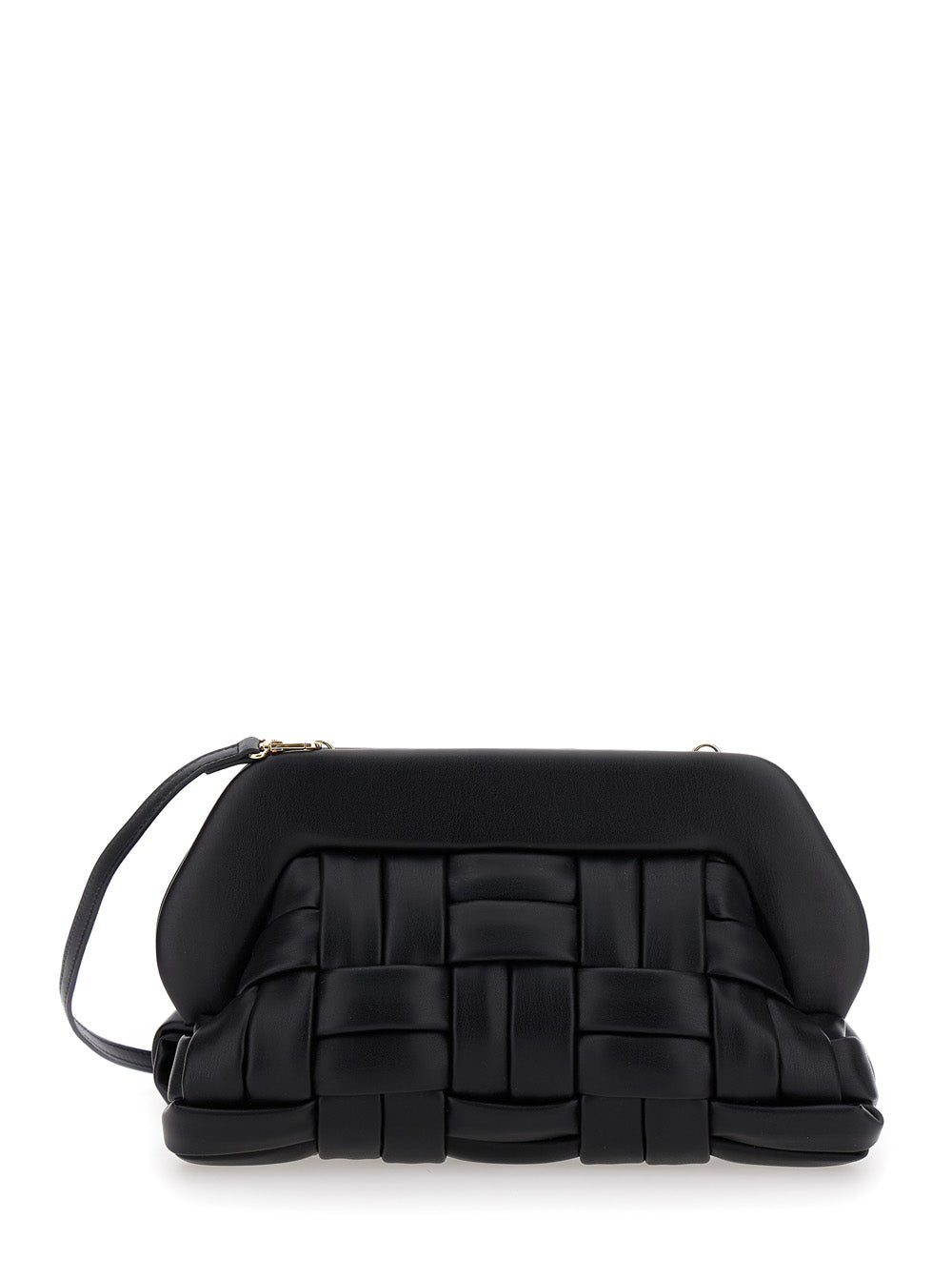 Bios Black Weaved Clutch Bag Vegan Leather Woman Clutches And Pochettes