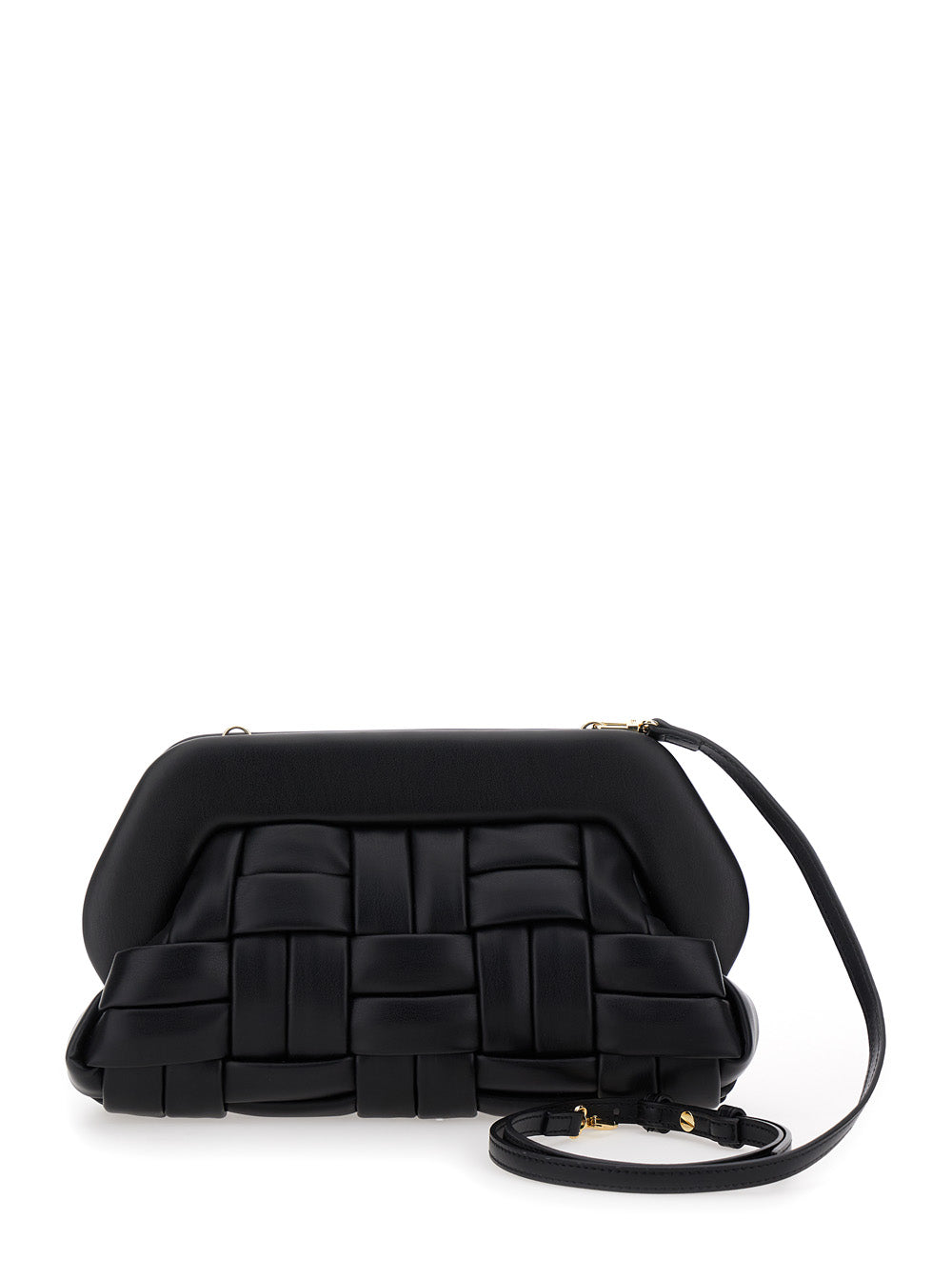 Bios Black Weaved Clutch Bag Vegan Leather Woman Clutches And Pochettes