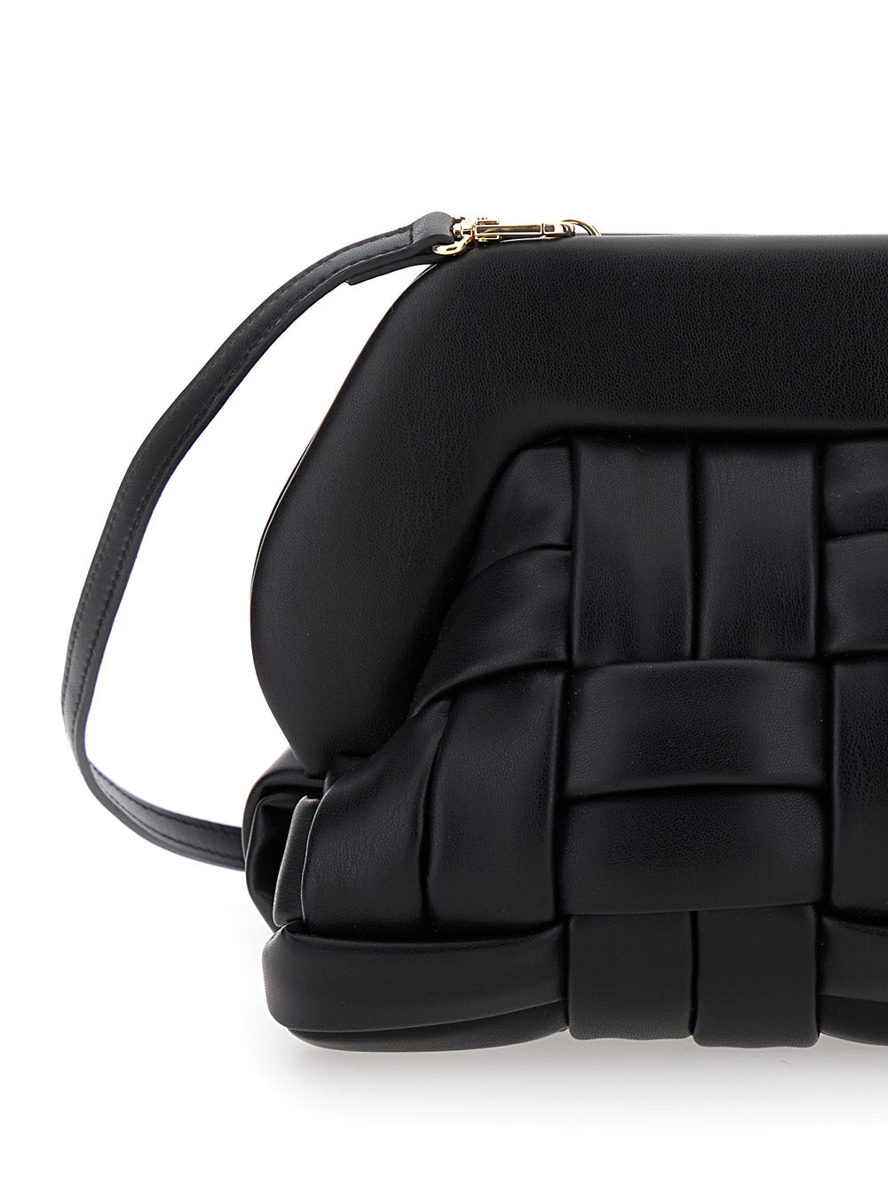 Bios Black Weaved Clutch Bag Vegan Leather Woman Clutches And Pochettes
