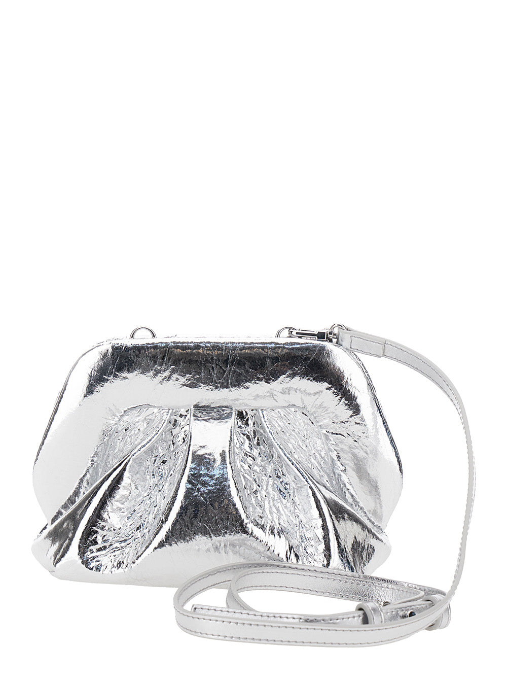 Gea Pineapple Silver Clutch Bag With Magnetic Closure Eco Leather Made From Pineapples Woman Metallic Clutches And Pochettes