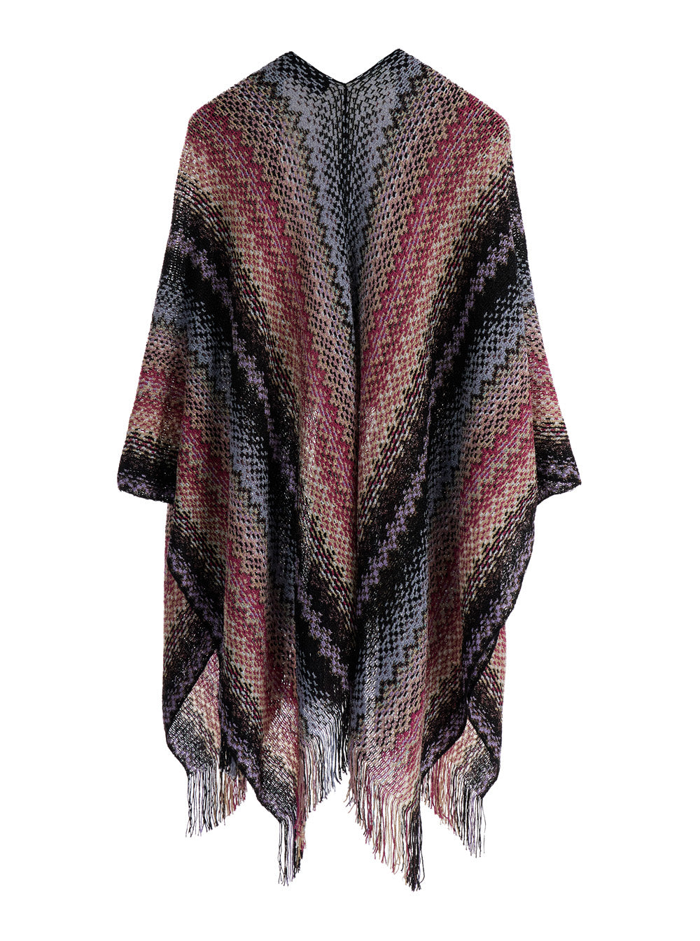 Multicolor Asymmetric Cape Viscose Blend Woman Polyester Coat