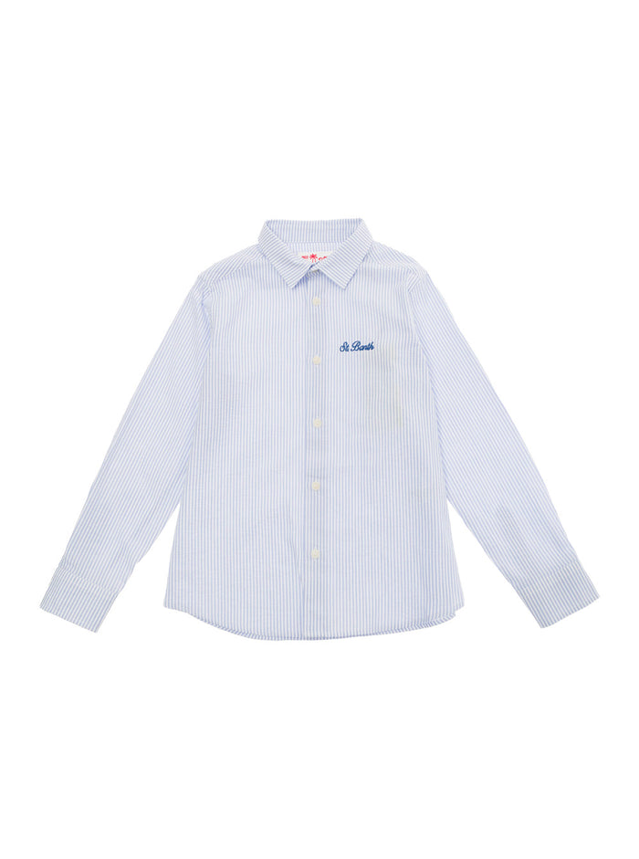 Agnes Light Blue Shirt With Logo Embroidery Cotton Boy And Blouses