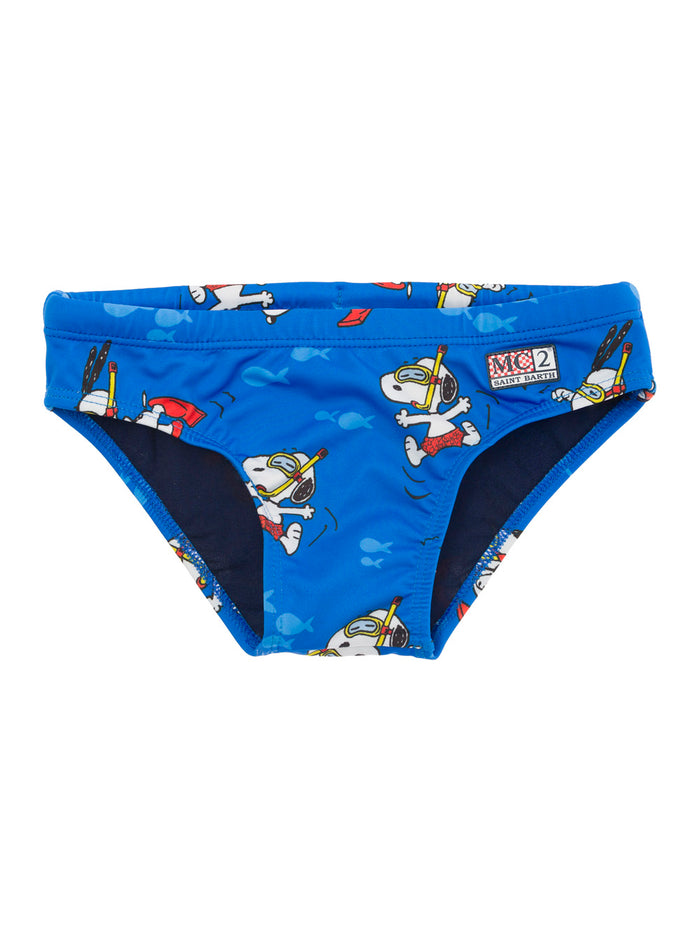 Billy Blue Speedo With Scuba Snoopy Print Techno Fabric Baby Blu Beachwear