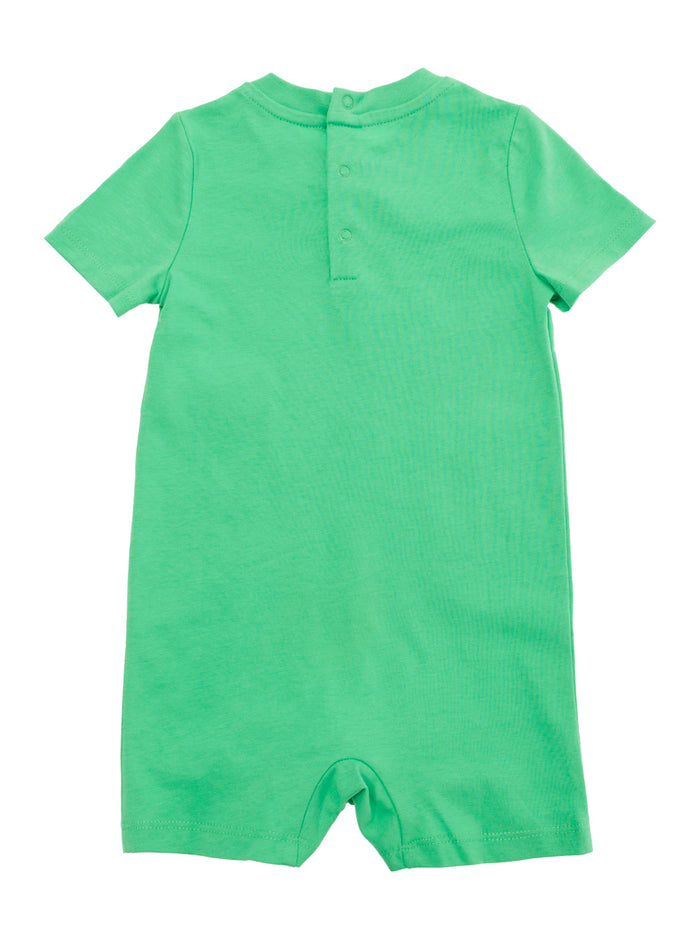 Green Romper With Polo Bear Print Cotton Baby Jumpsuits