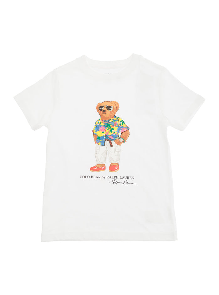 White T-Shirt With Polo Bear Print Jersey Boy Tshirts And Shirts