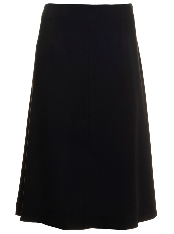 Black Pleated Long Skirt Techno Fabric Woman