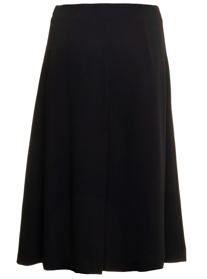 Black Pleated Long Skirt Techno Fabric Woman