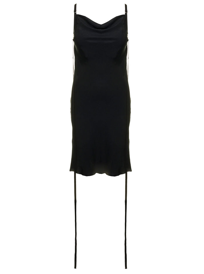 Ann Demeulemeester Womans Black Viscose Dress Cupro