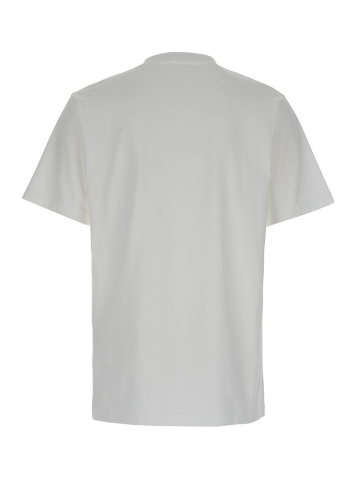 White Crewneck T-Shirt With Contrasting Off Print Cotton Man White/black Tshirts And Polo Shirts