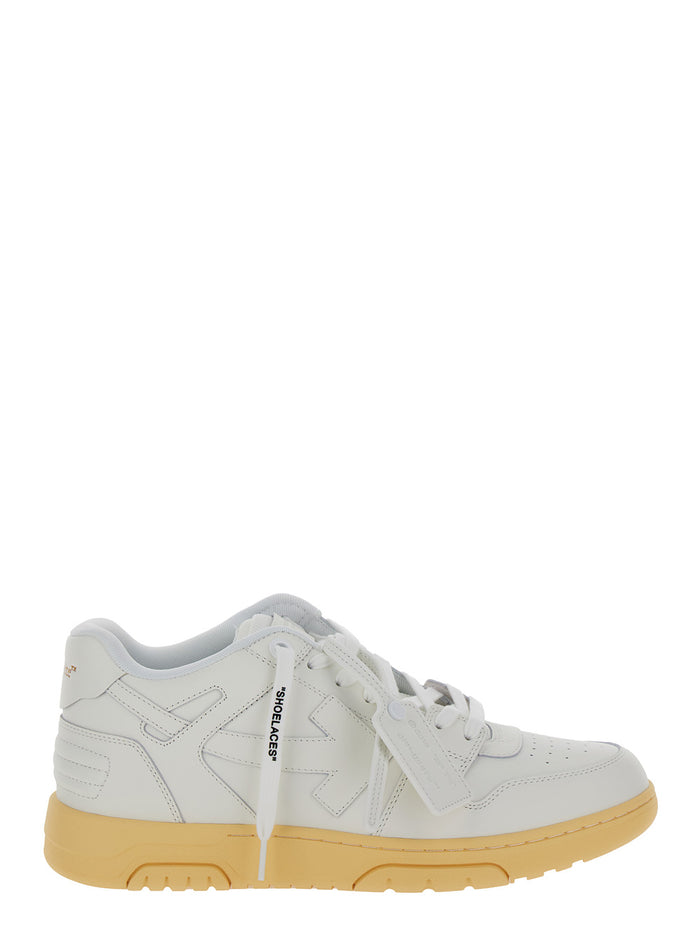 Out Of Office White Low Top Sneakers With Arrow Motif Leather Man Recycled Polyester