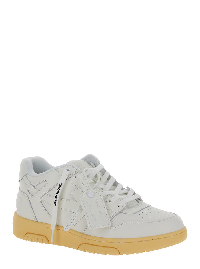 Out Of Office White Low Top Sneakers With Arrow Motif Leather Man Recycled Polyester
