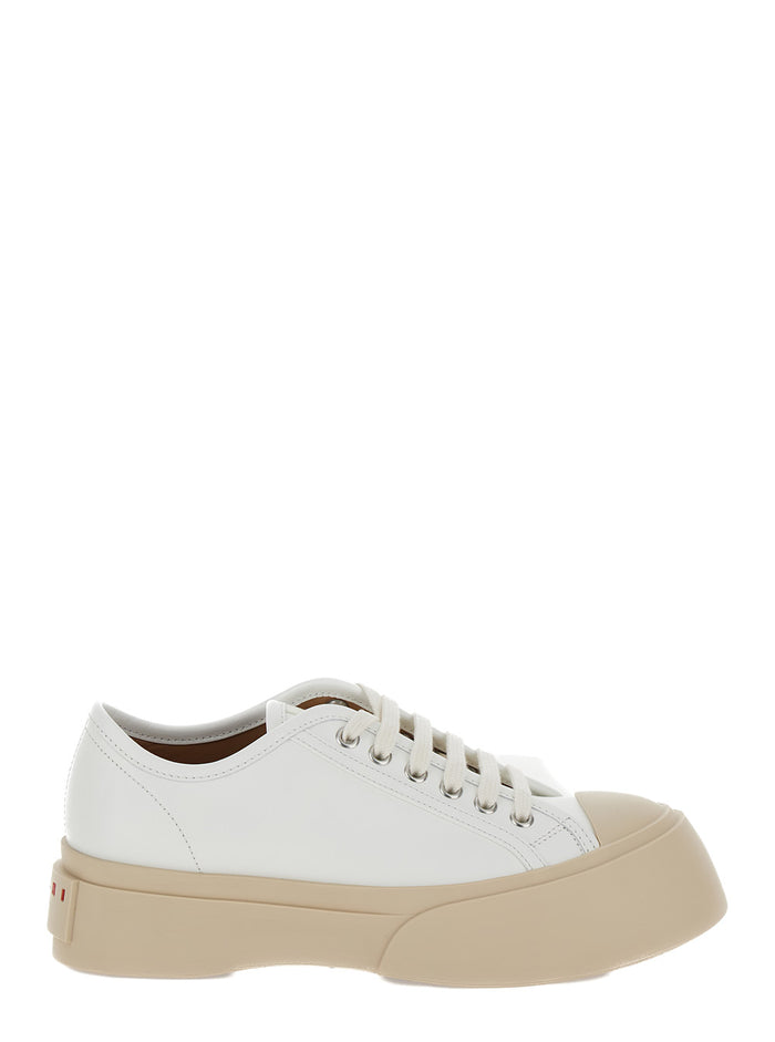 Pablo White Sneakers With Lace Up Closure Leather Woman Calf
