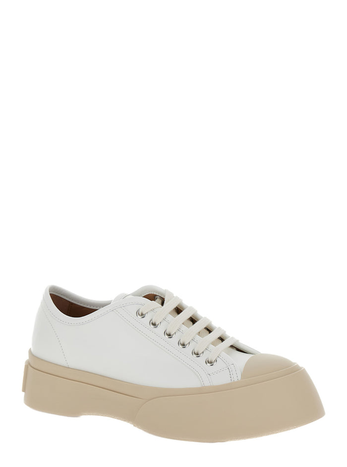 Pablo White Sneakers With Lace Up Closure Leather Woman Calf