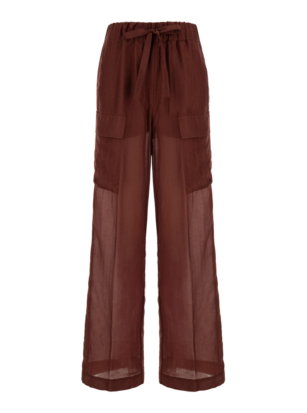 Red-Purple Pants With Drawstring Techno Fabric Woman Blu Trousers