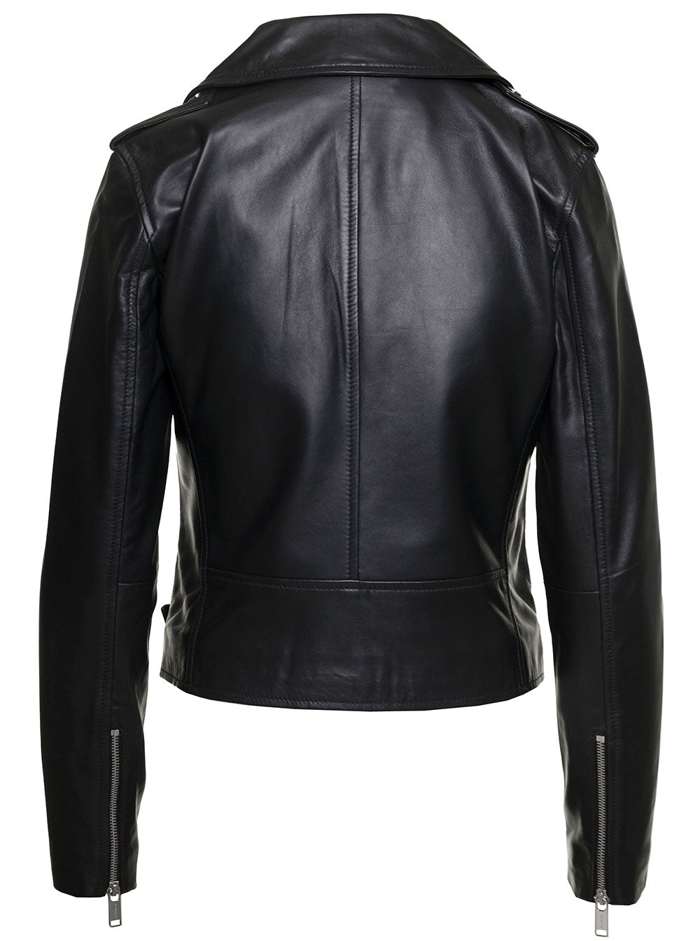 M Michael Kors Womans Black Leather Biker Jacket