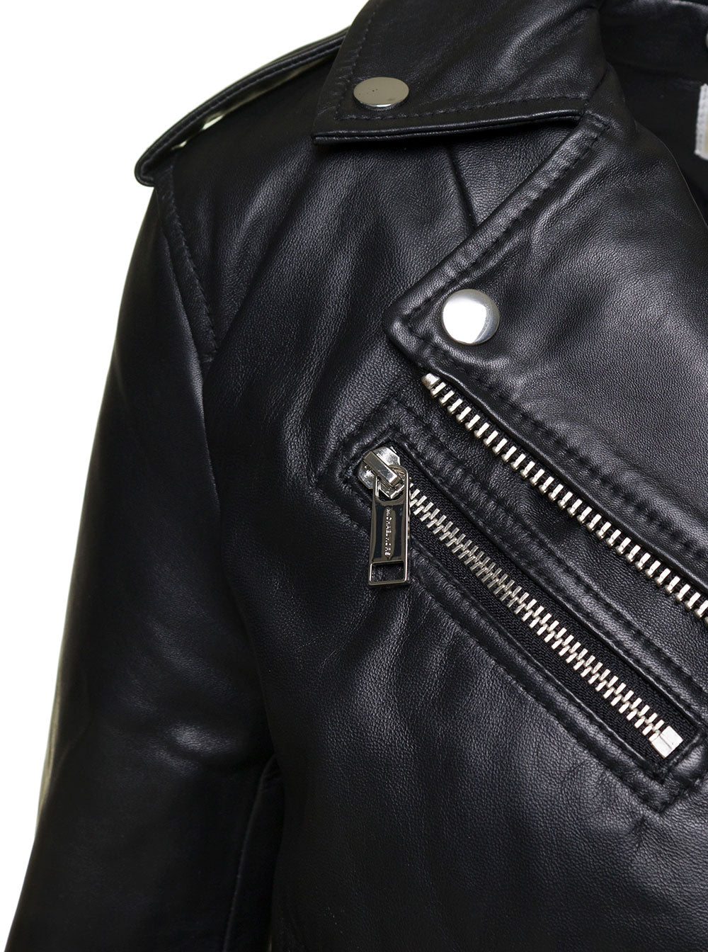 M Michael Kors Womans Black Leather Biker Jacket