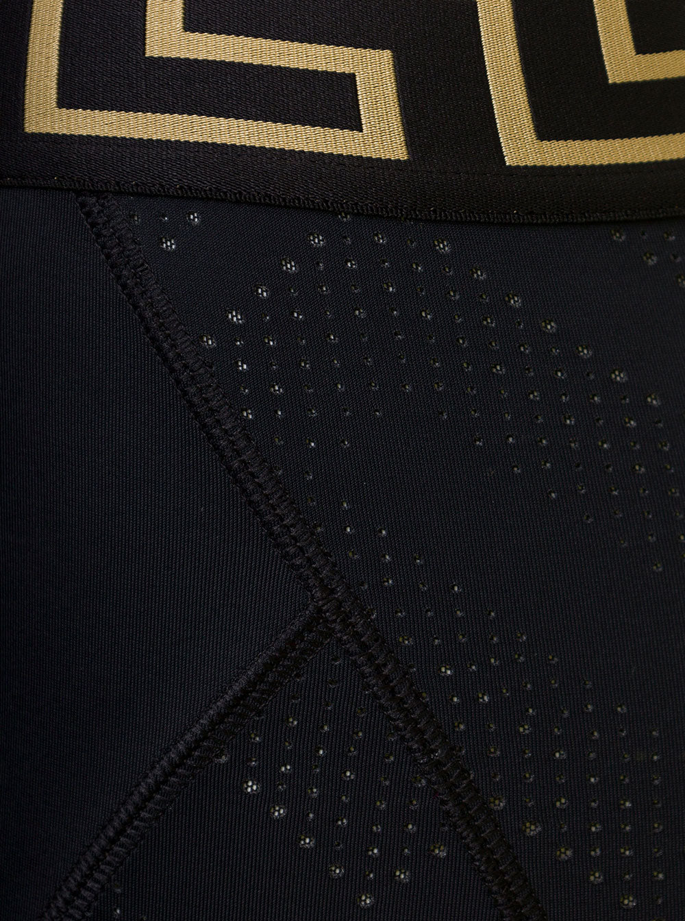Black Stretch Fabric Leggings With Greca Detail Versace Woman Polyamide Elastane Trousers
