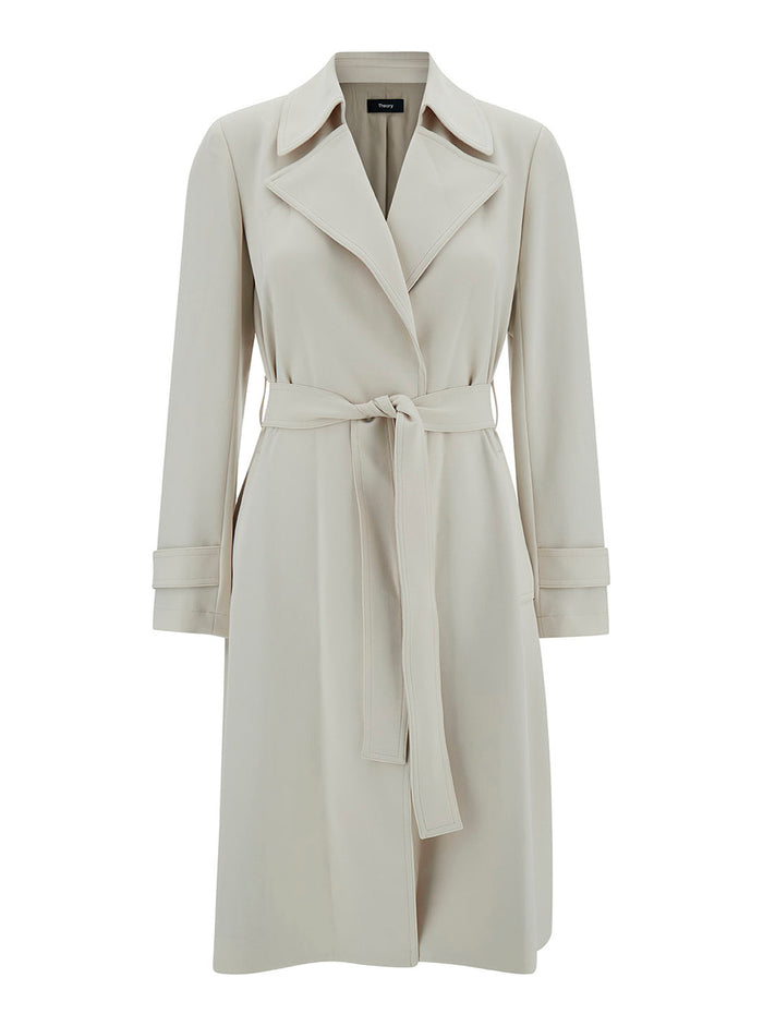 Off-White Trench Coat With Revers Collar Triacetate Blend Woman Polyester