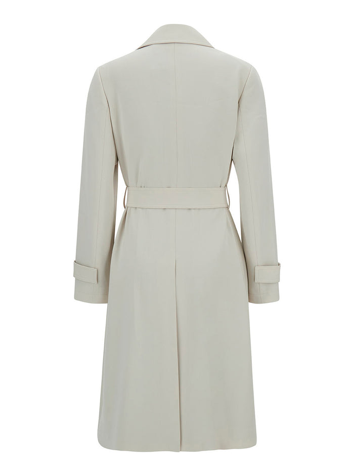 Off-White Trench Coat With Revers Collar Triacetate Blend Woman Polyester