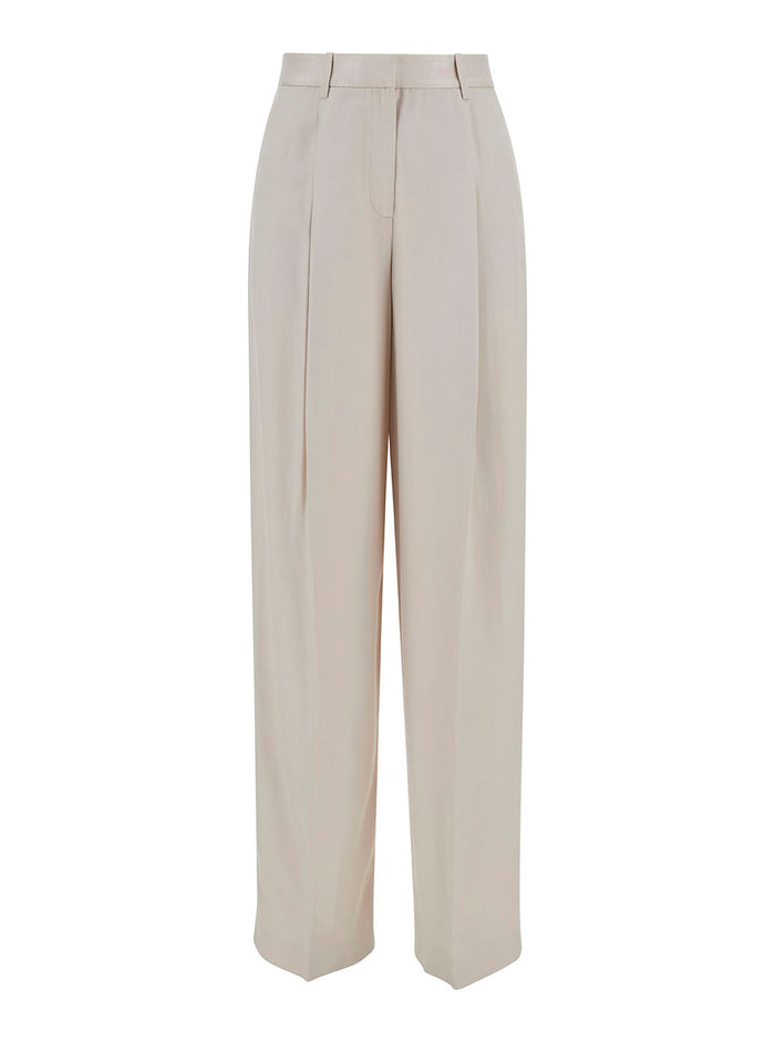 White Pants With Pinces Detail At The Front Viscose Woman Trousers