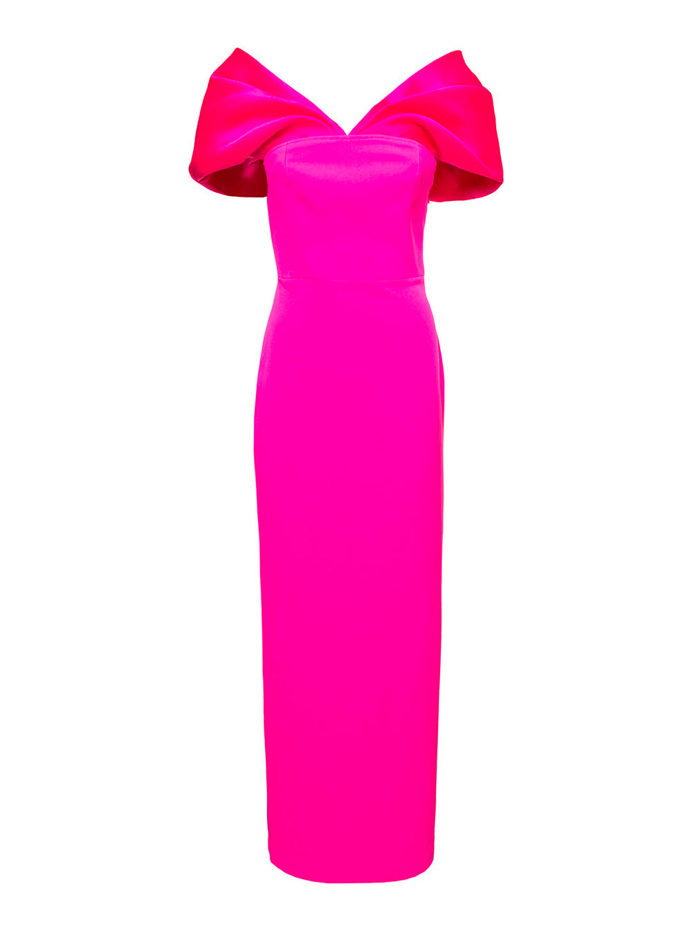 Dakota Maxi Fuchsia Dress With Off-Shoulder Neckline And Satin Inserts Polyester Woman Fuxia Long