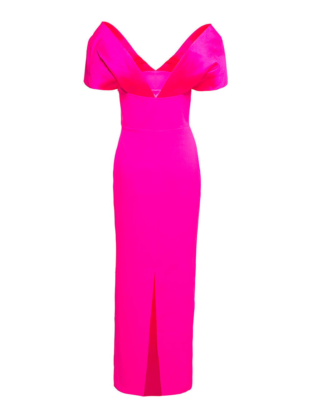 Dakota Maxi Fuchsia Dress With Off-Shoulder Neckline And Satin Inserts Polyester Woman Fuxia Long