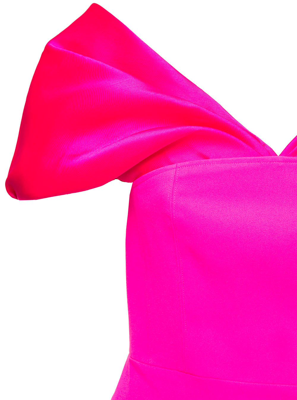 Dakota Maxi Fuchsia Dress With Off-Shoulder Neckline And Satin Inserts Polyester Woman Fuxia Long