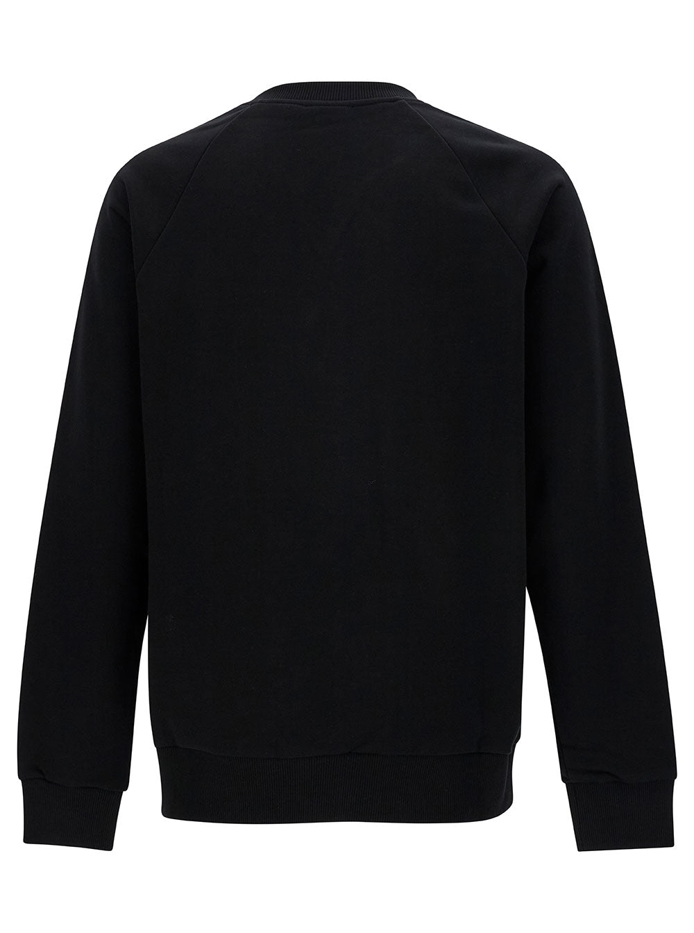 Black Crewneck Sweatshirt With Contrasting Logo Print At The Front Cotton Man Organic Sweatshirts
