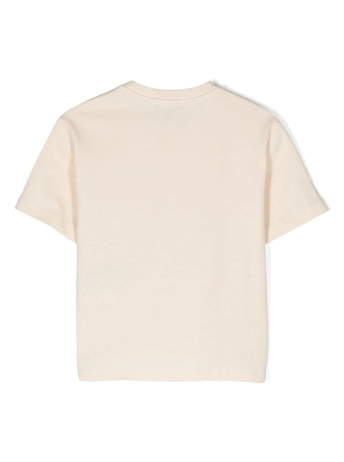 Black T-Shirt With Logo And Patch Pocket Cotton Boy Beige Tshirts Polo Shirts