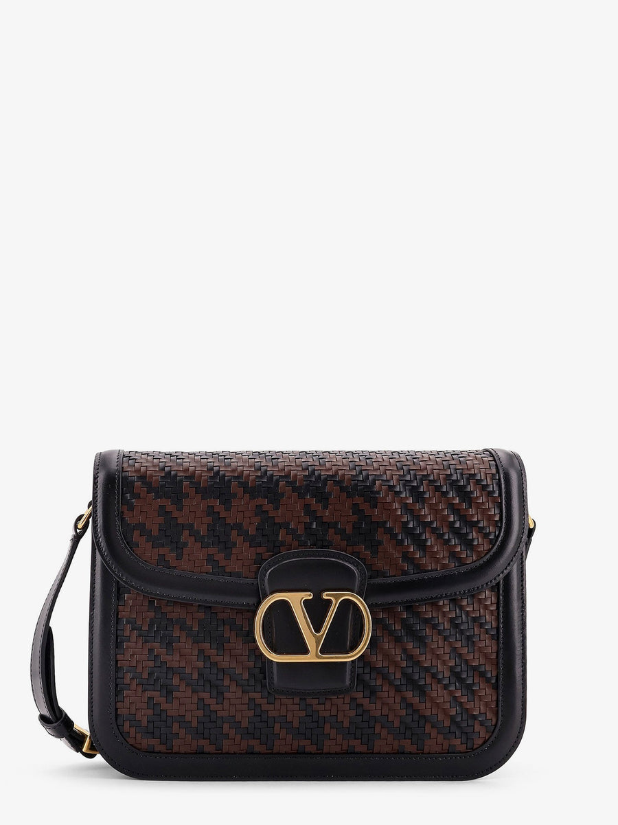 Woven Leather Shoulder Bag Black