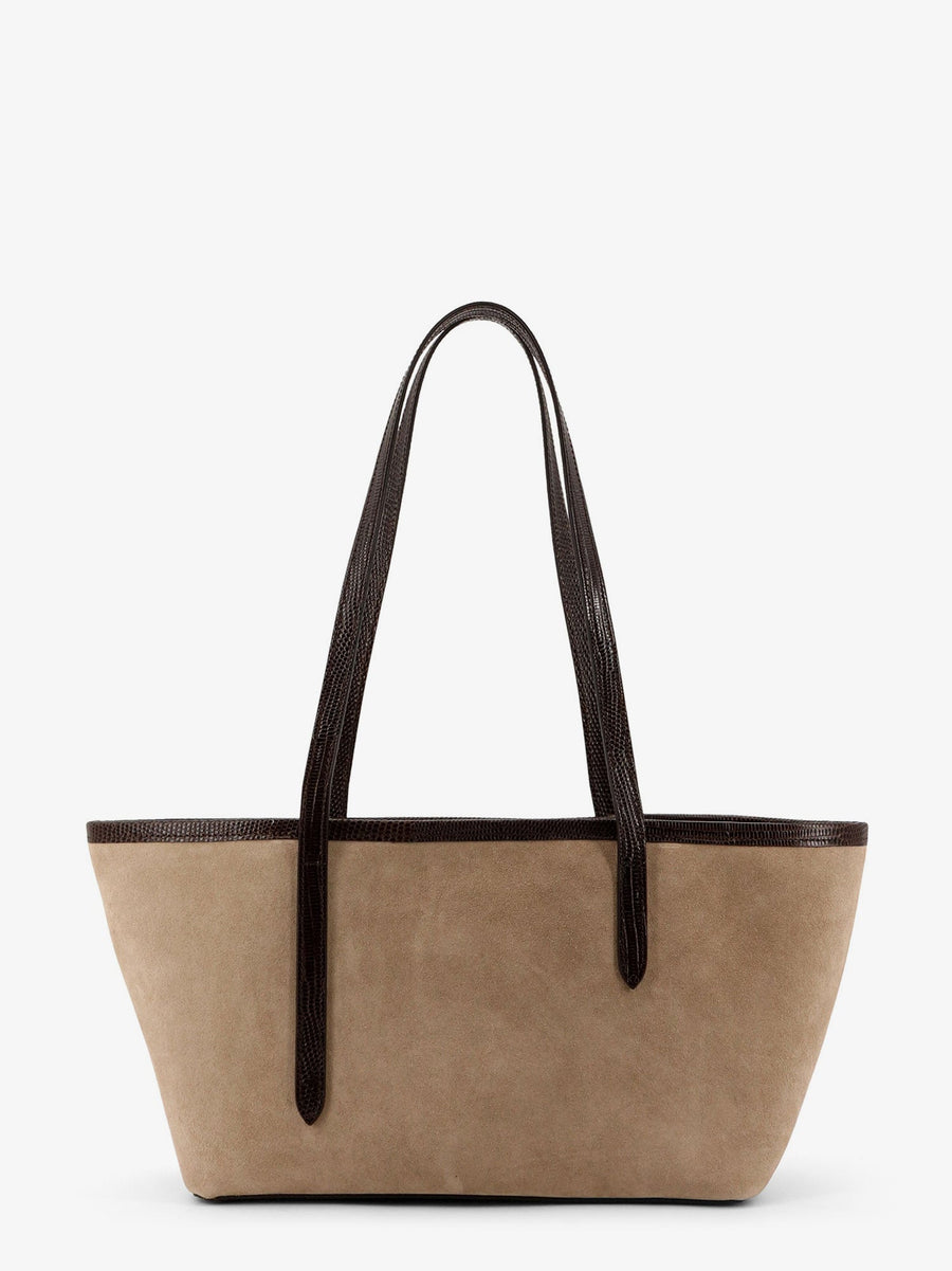 Gaiba Suede Shoulder Bag Beige Printed Lizard